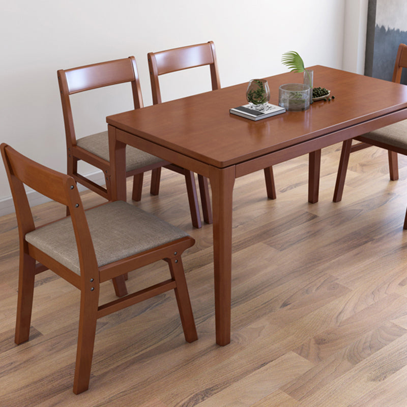 Silla de comedor sin brazos de Rubberwood, silla lateral de comedor tapizada con espalda abierta