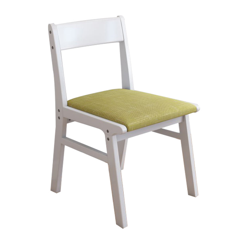 Silla de comedor sin brazos de Rubberwood, silla lateral de comedor tapizada con espalda abierta