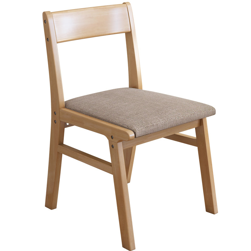 Silla de comedor sin brazos de Rubberwood, silla lateral de comedor tapizada con espalda abierta