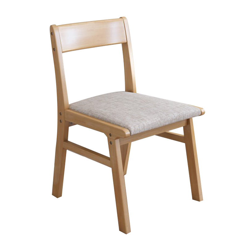 Silla de comedor sin brazos de Rubberwood, silla lateral de comedor tapizada con espalda abierta