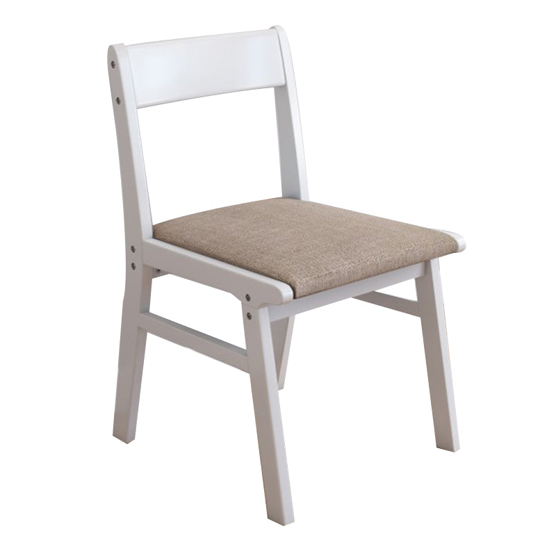 Silla de comedor sin brazos de Rubberwood, silla lateral de comedor tapizada con espalda abierta