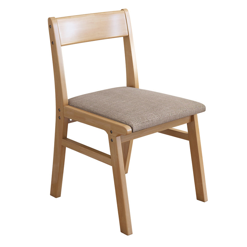 Silla de comedor sin brazos de Rubberwood, silla lateral de comedor tapizada con espalda abierta