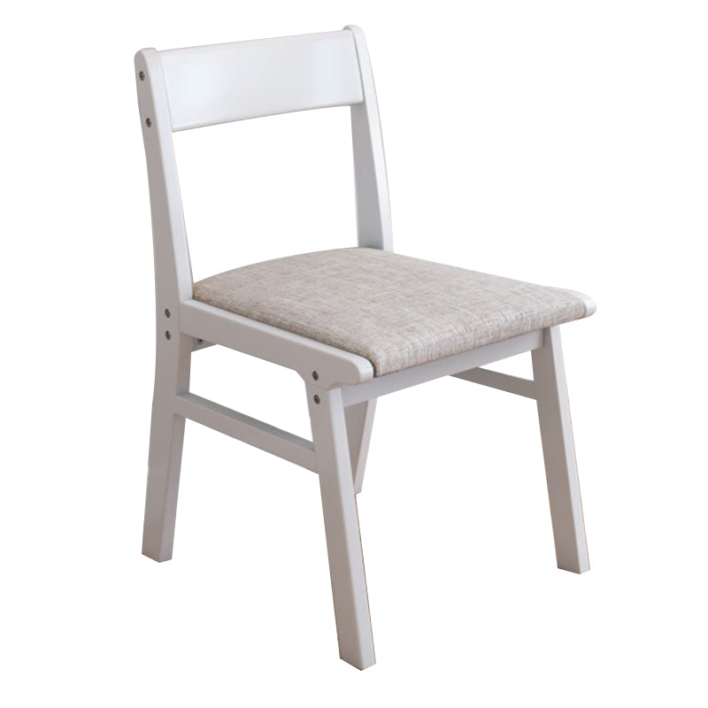 Silla de comedor sin brazos de Rubberwood, silla lateral de comedor tapizada con espalda abierta