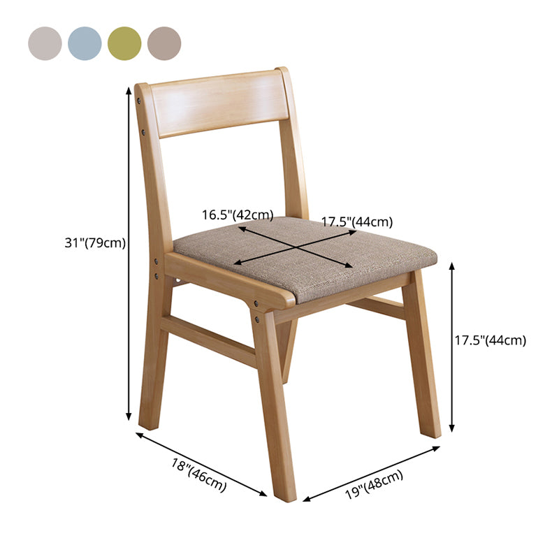 Silla de comedor sin brazos de Rubberwood, silla lateral de comedor tapizada con espalda abierta