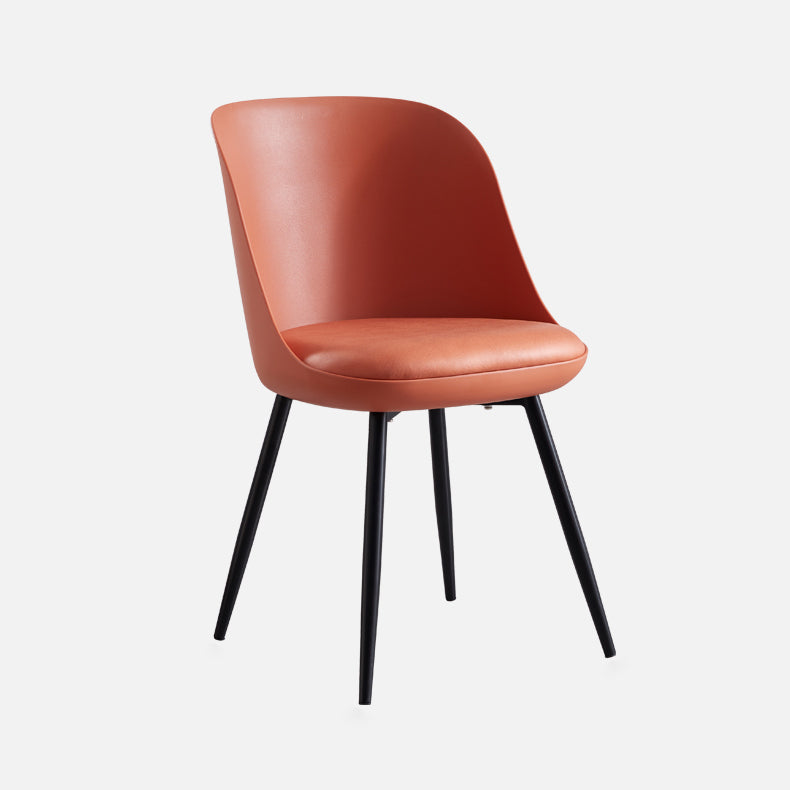 Chaise latérale de restaurant contemporaine en cuir, dossier solide, finition mate, chaise de salle à manger