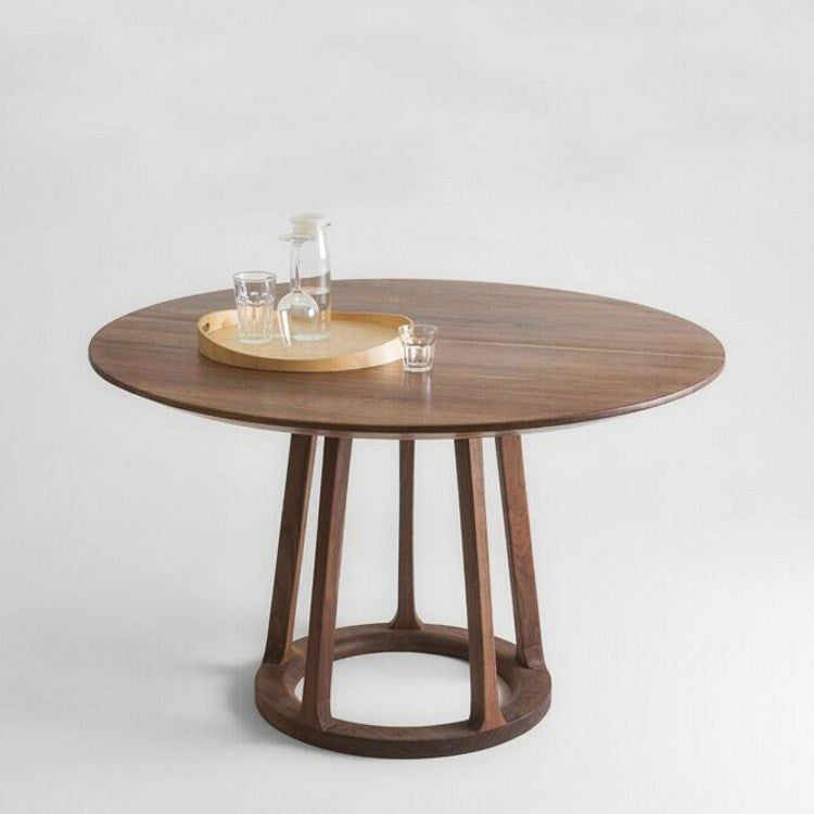 Runder massiver Holzbrauner Tontisch Moderner Sockstisch für Esszimmer