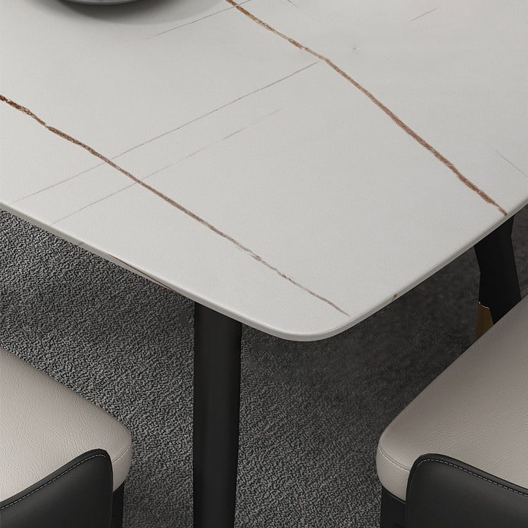 Industrial Style Stone Dining Table 4 Legs Dining Site Table for Dining Room