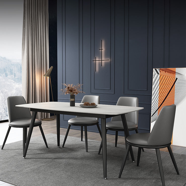 Industrial Style Stone Dining Table 4 Legs Dining Site Table for Dining Room