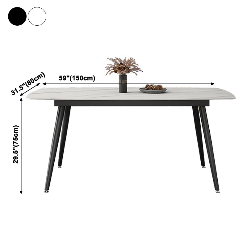 Industrial Style Stone Dining Table 4 Legs Dining Site Table for Dining Room