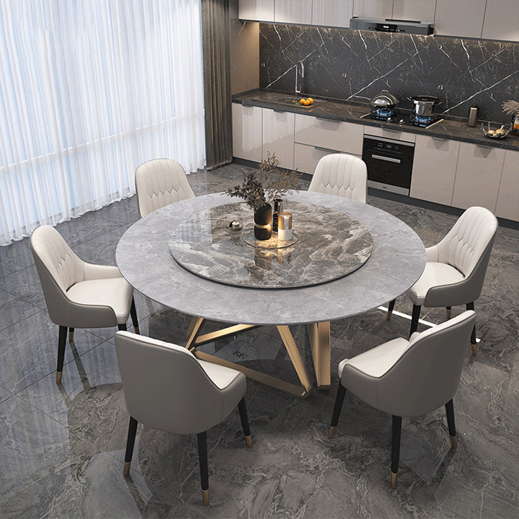 Glam Sintered Stone Top Standard Dining Table Round Shape Dining Table for Kitchen