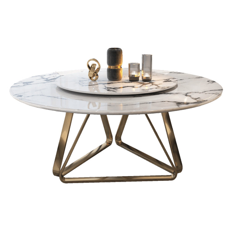 Glam Sintered Stone Top Standard Dining Table Round Shape Dining Table for Kitchen