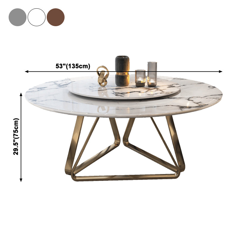 Glam Sintered Stone Top Standard Dining Table Round Shape Dining Table for Kitchen