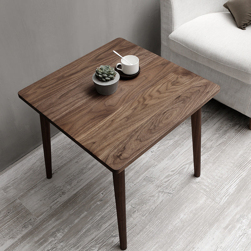 Mesa de comedor cuadrada de madera maciza en tono marrón, mesa industrial de 4 patas para comedor