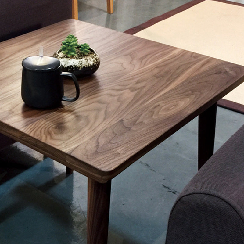 Mesa de comedor cuadrada de madera maciza en tono marrón, mesa industrial de 4 patas para comedor