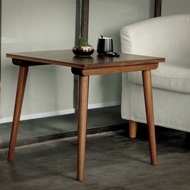 Mesa de comedor cuadrada de madera maciza en tono marrón, mesa industrial de 4 patas para comedor