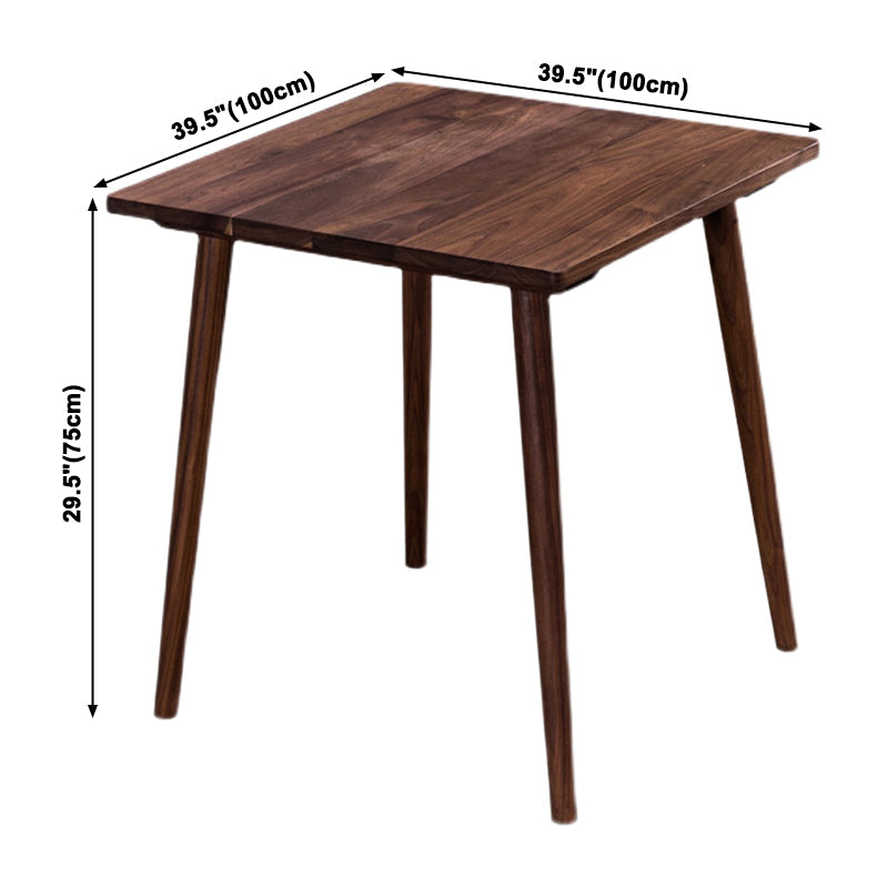 Mesa de comedor cuadrada de madera maciza en tono marrón, mesa industrial de 4 patas para comedor