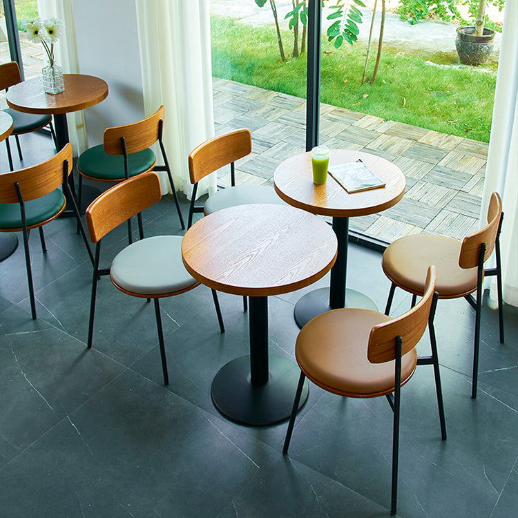 Industrial Style Brown Dining Table Wooden Table with Black Frame for Dining Room
