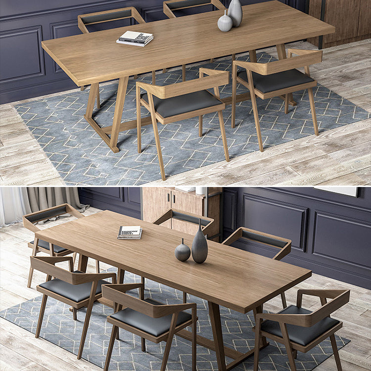 Solid Wood Industrial Rectangular Dining Table Solid Wood Top Table with Trestle