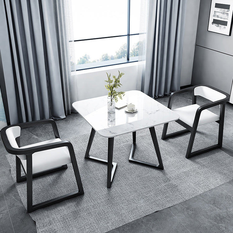 Moderner Stil weißer Esstisch gesinterten Steintisch mit Holzbasis für Zuhause