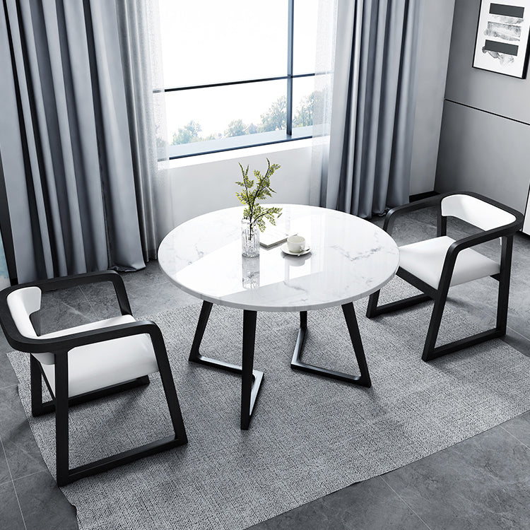 Moderner Stil weißer Esstisch gesinterten Steintisch mit Holzbasis für Zuhause