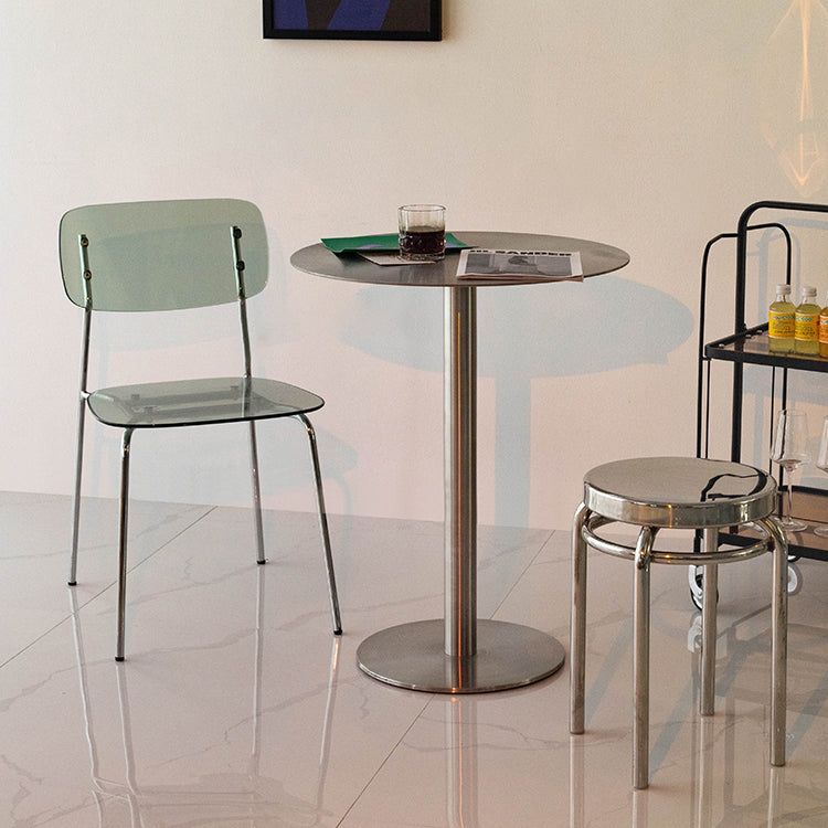 Industriële stijl zilveren eettafel roestvrijstalen tafel voor huisgebruik