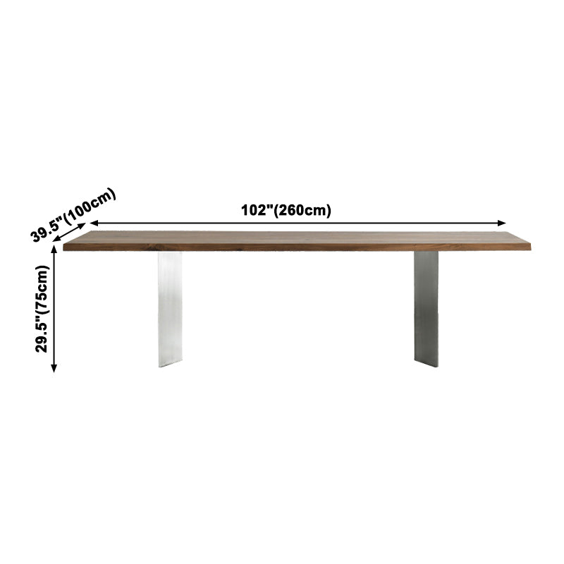Metal Industrial Rectangle Dining Table Solid Woop Top Table for Kitchen and Dining Room