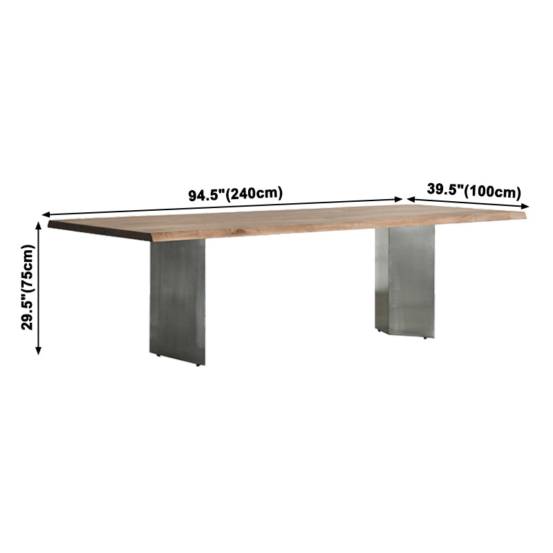 Mesa de comedor rectangular industrial de metal, mesa superior de madera para cocina y comedor