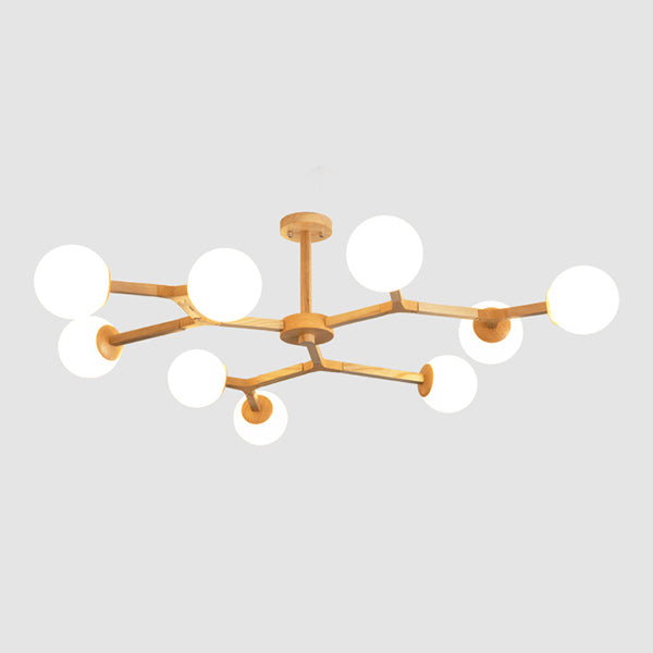 Holzkugel geformt Kronleuchter Anhänger Leicht moderne Deckenheizlicht in Holz