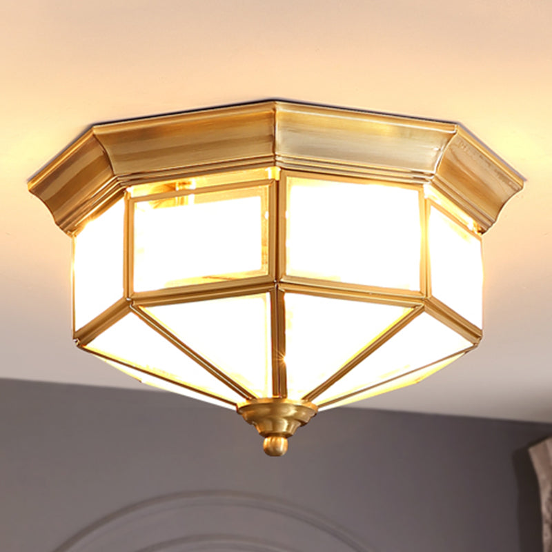 Sitting Room Colonial Style Ceiling Light Metal Overhead Lighting Fixture in Gold