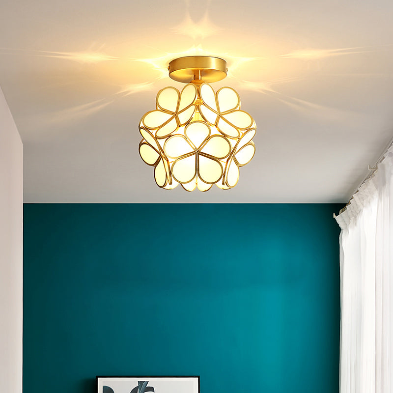 1 Head Ceiling Light Fixture Colonial Style Semi Ceiling Mount Light for Sitting Room