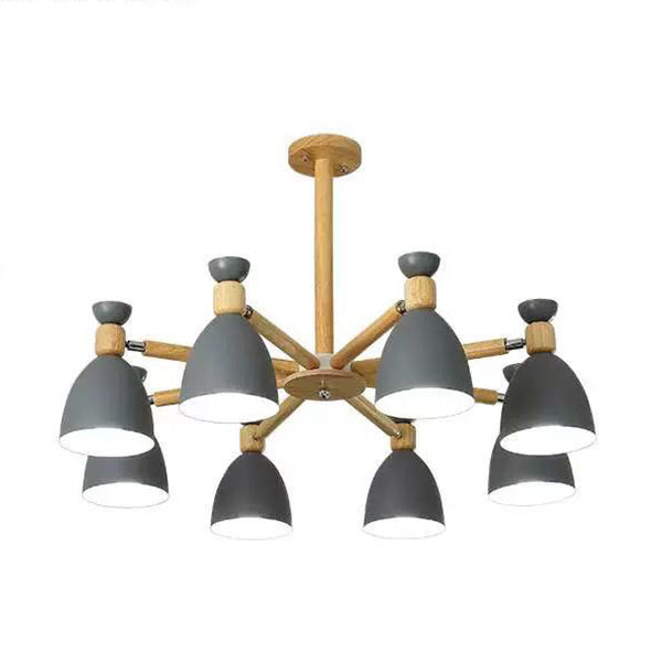 Woonkamer kroonluchter macaron houten hanglamp lichter met Bell Metal Shade