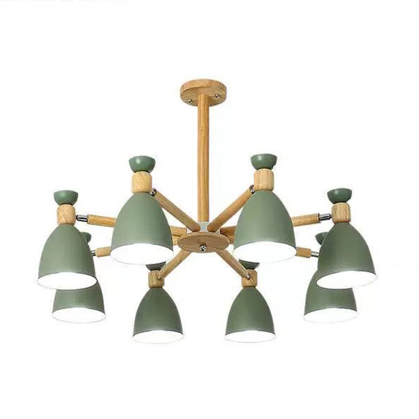 Woonkamer kroonluchter macaron houten hanglamp lichter met Bell Metal Shade
