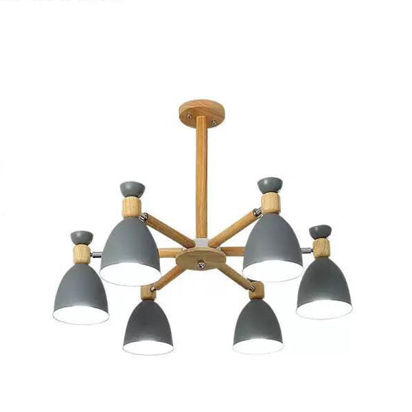Woonkamer kroonluchter macaron houten hanglamp lichter met Bell Metal Shade