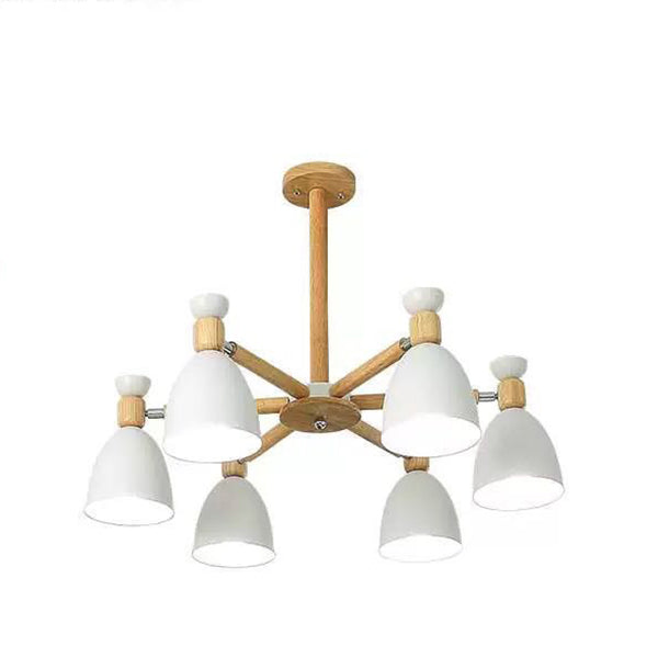 Woonkamer kroonluchter macaron houten hanglamp lichter met Bell Metal Shade