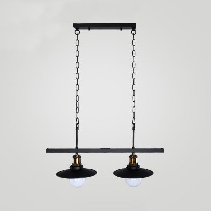 Flared Metal Hanging Ceiling Light Industrial 2/3 Lights Kitchen Pendant Light with Adjustable Chain in Black