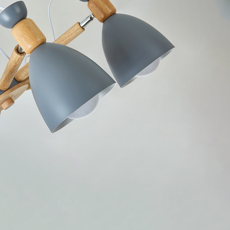 Woonkamer kroonluchter macaron houten hanglamp lichter met Bell Metal Shade