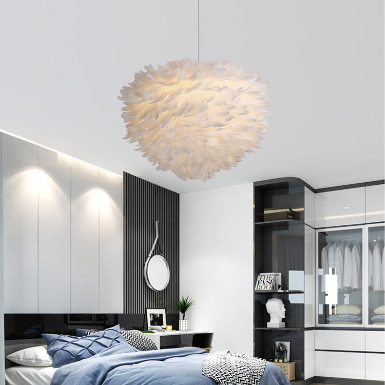 Modern Style Feather Hanging Lights White Simple Hanging Lamp Kit for Living Room
