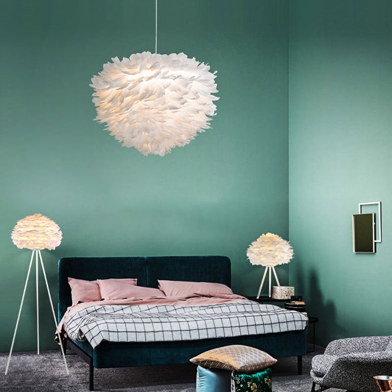 Feather Hanging Lights Modern Style Pendant Light Kit for Living Room Bedroom