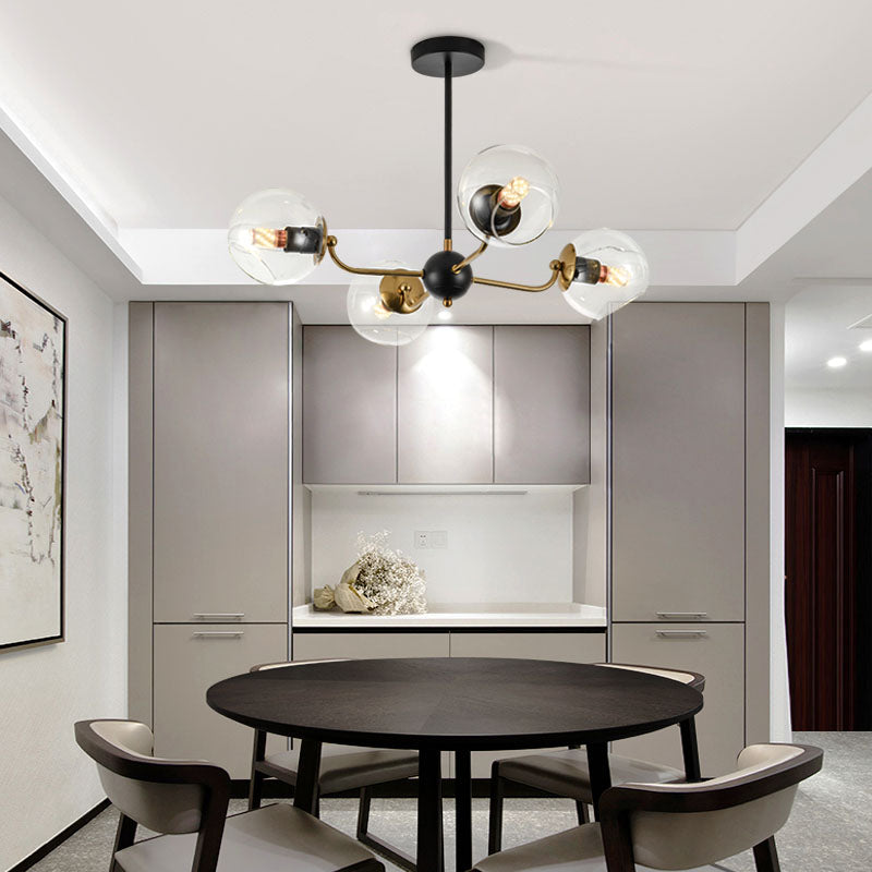 Eenvoud Kroonluchter Lichte bevestiging met bolvormige glazen schaduw metalen hangende plafondlampen