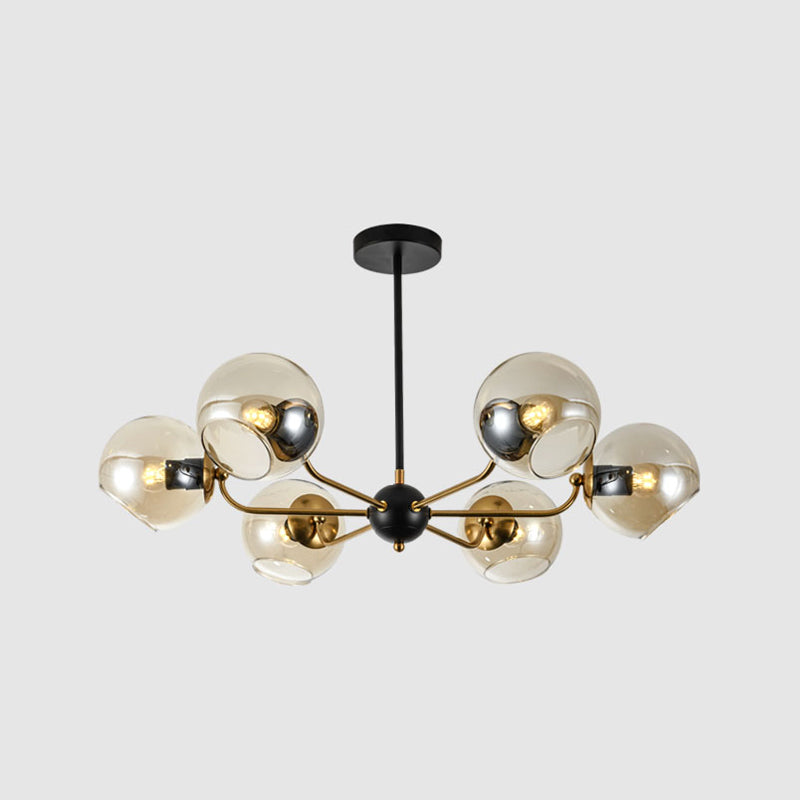 Eenvoud Kroonluchter Lichte bevestiging met bolvormige glazen schaduw metalen hangende plafondlampen