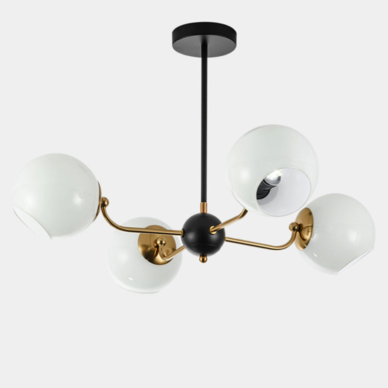 Eenvoud Kroonluchter Lichte bevestiging met bolvormige glazen schaduw metalen hangende plafondlampen