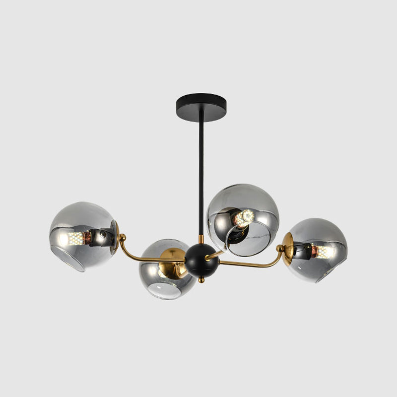 Eenvoud Kroonluchter Lichte bevestiging met bolvormige glazen schaduw metalen hangende plafondlampen