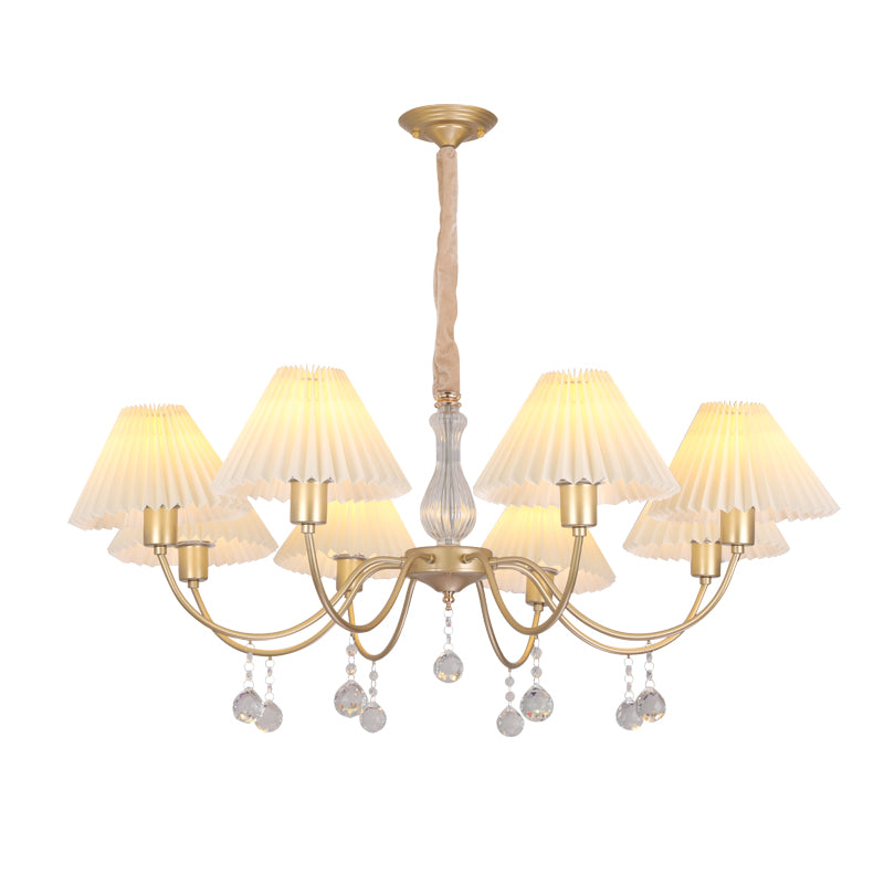 Éclairage de lustre à plusieurs têtes Lument de suspension de cône traditionnelle avec une teinte en tissu