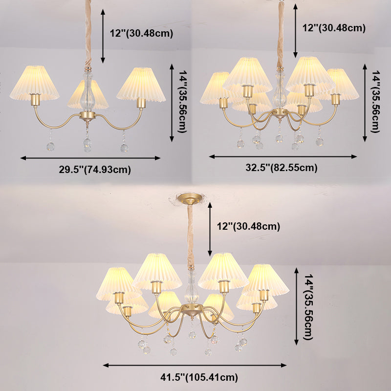 Éclairage de lustre à plusieurs têtes Lument de suspension de cône traditionnelle avec une teinte en tissu
