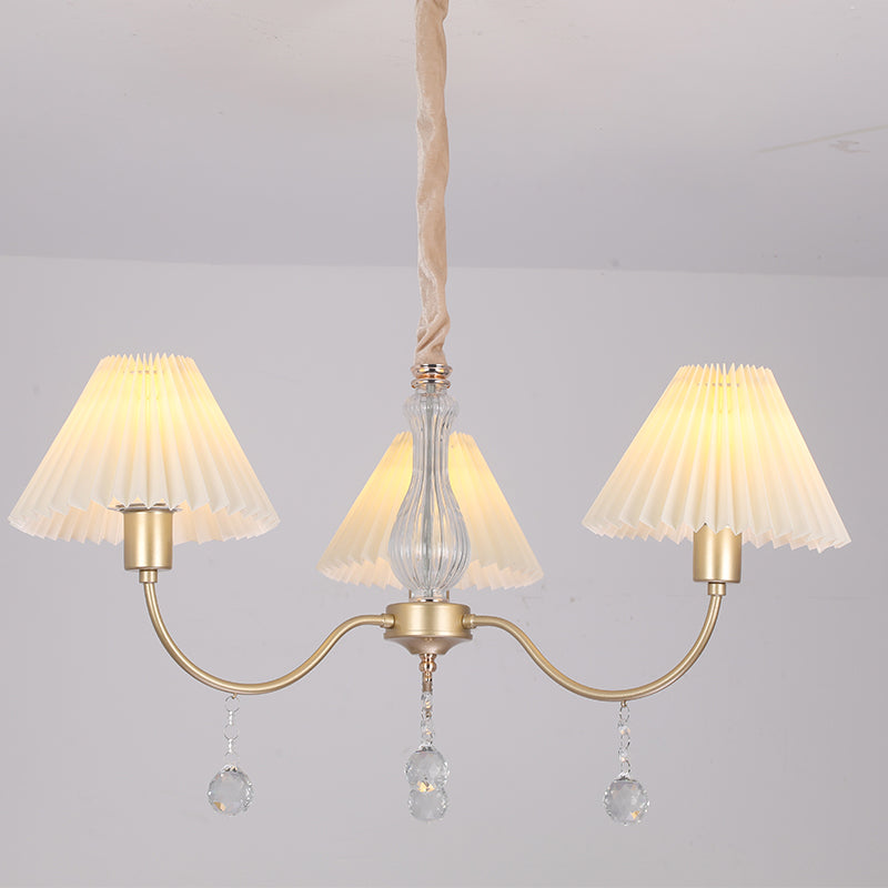 Éclairage de lustre à plusieurs têtes Lument de suspension de cône traditionnelle avec une teinte en tissu