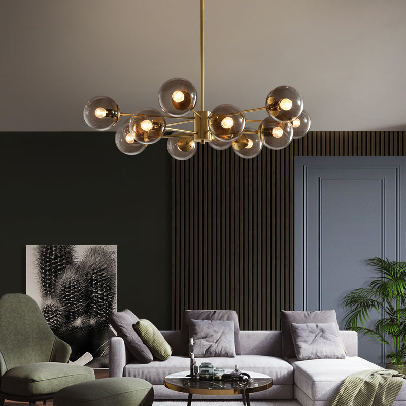 Luci a sospensione del soffitto metallico moderno lampadario lampadario con tonalità di vetro