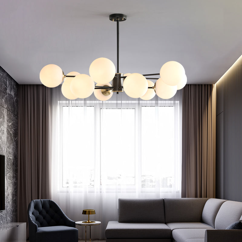 Metal Ceiling Hanging Lights Modernist Chandelier Light Fixture with Glass Shade