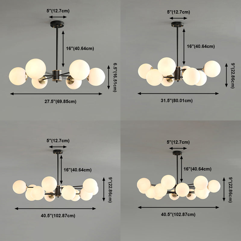 Metal Ceiling Hanging Lights Modernist Chandelier Light Fixture with Glass Shade