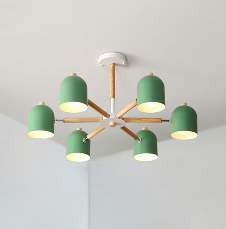 Cloche schaduw houten kroonluchter Noordse verstelbare suspensielicht voor slaapkamer