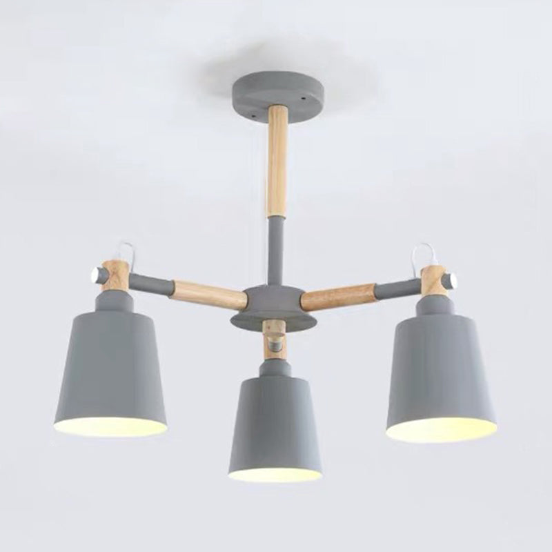 Kegelschaduw metalen hangende lamp macaron stijl hout kroonluchter voor woonkamer